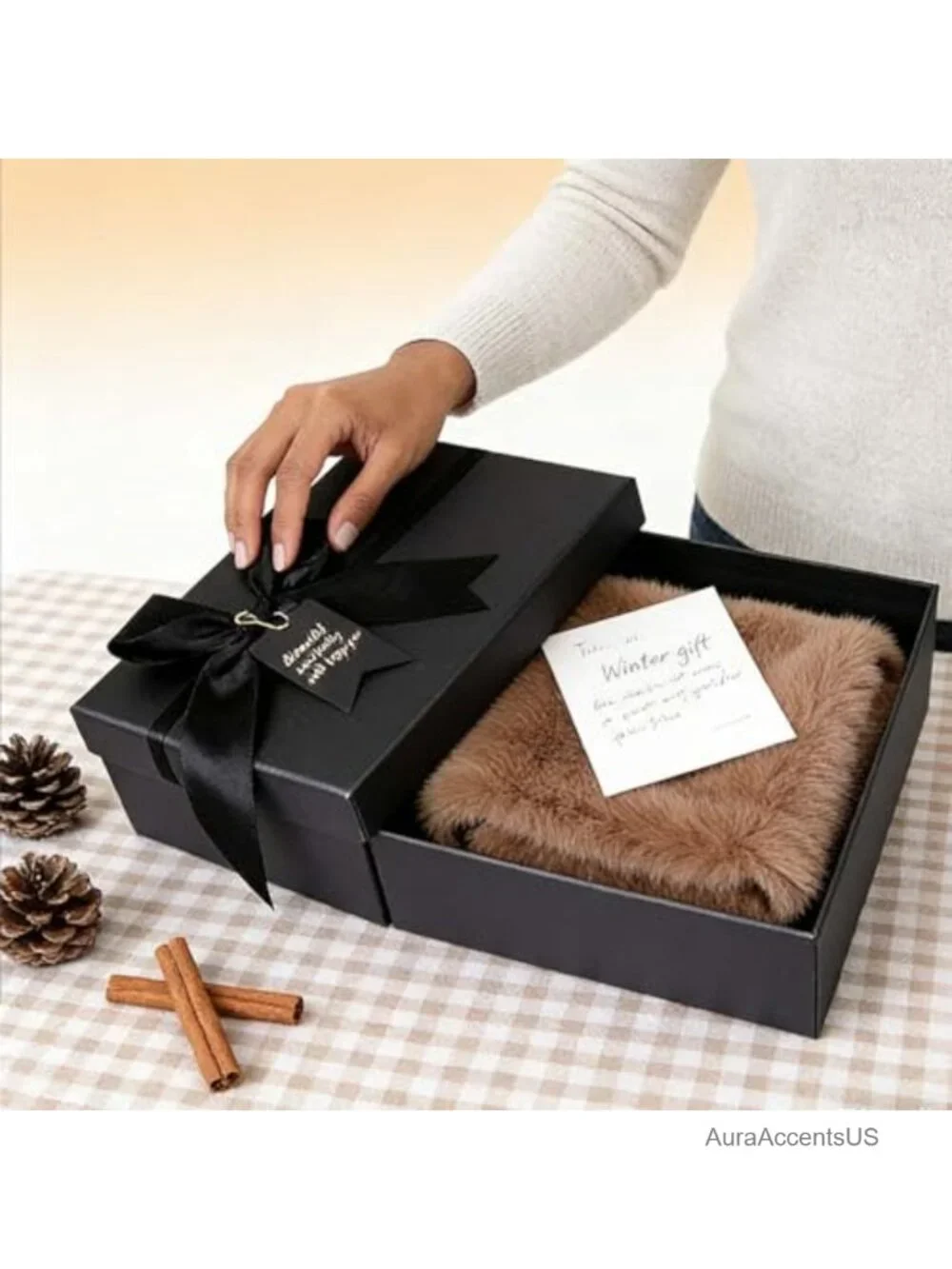 Faux Fur Pull Through Scarf with Hidden Zipper Pocket, Machine Washable